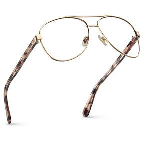 Carfia Poptart CA3216-FC10 Gold Metal Aviator Prescription Glasses Eyeglasses for Women, Angle View