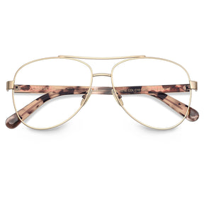 Carfia Poptart CA3216-FC10 Gold Metal Aviator Prescription Glasses Eyeglasses for Women, Folded View