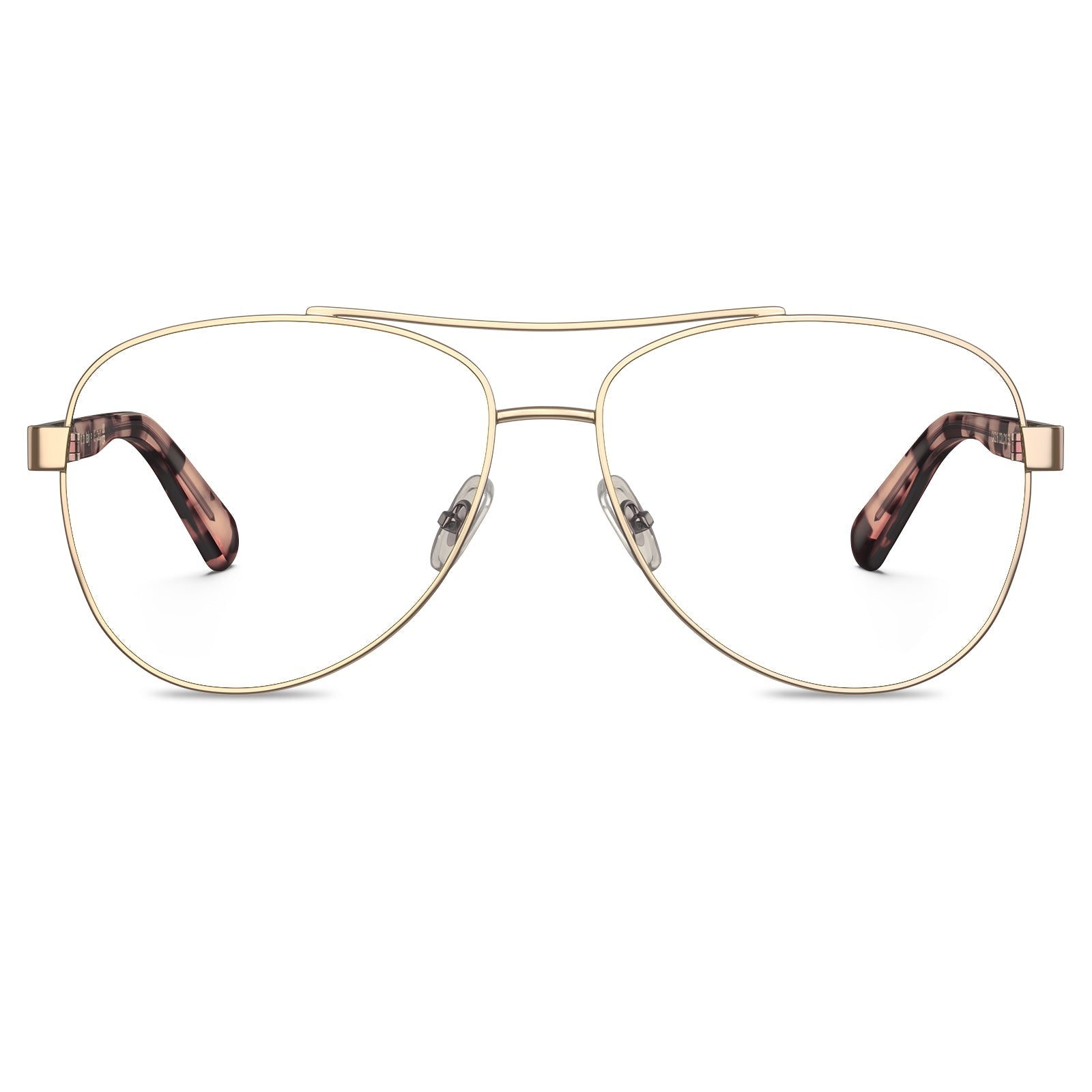 Carfia Poptart CA3216-FC10 Gold Metal Aviator Prescription Glasses Eyeglasses for Women, Front View