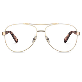 Carfia Poptart CA3216-FC10 Gold Metal Aviator Prescription Glasses Eyeglasses for Women, Front View