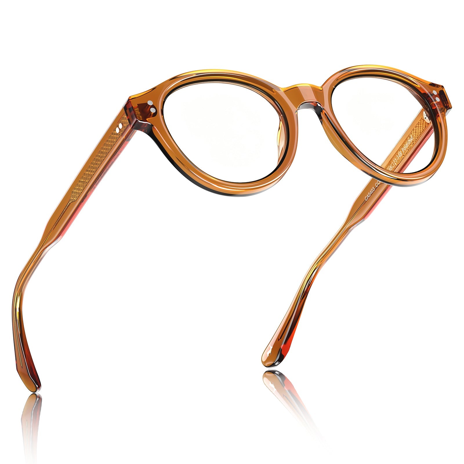 Carfia Primrose CA5403-FC03 Orange Acetate Round Prescription Glasses Eyeglasses for Unisex, Angle View