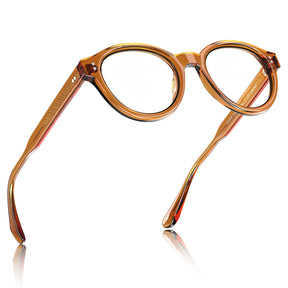 Carfia Primrose CA5403-FC03 Orange Acetate Round Prescription Glasses Eyeglasses for Unisex, Angle View