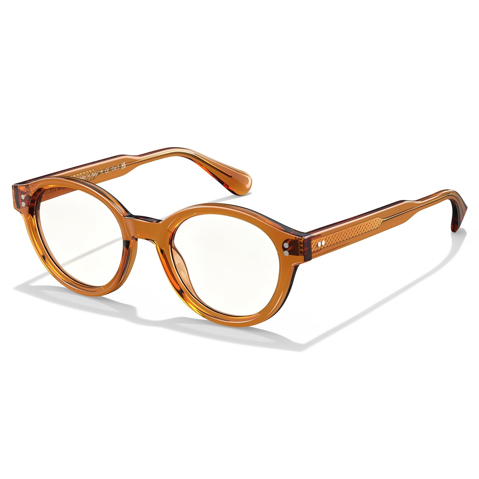 Carfia Primrose CA5403-FC03 Orange Acetate Round Prescription Glasses Eyeglasses for Unisex, Flatlay View