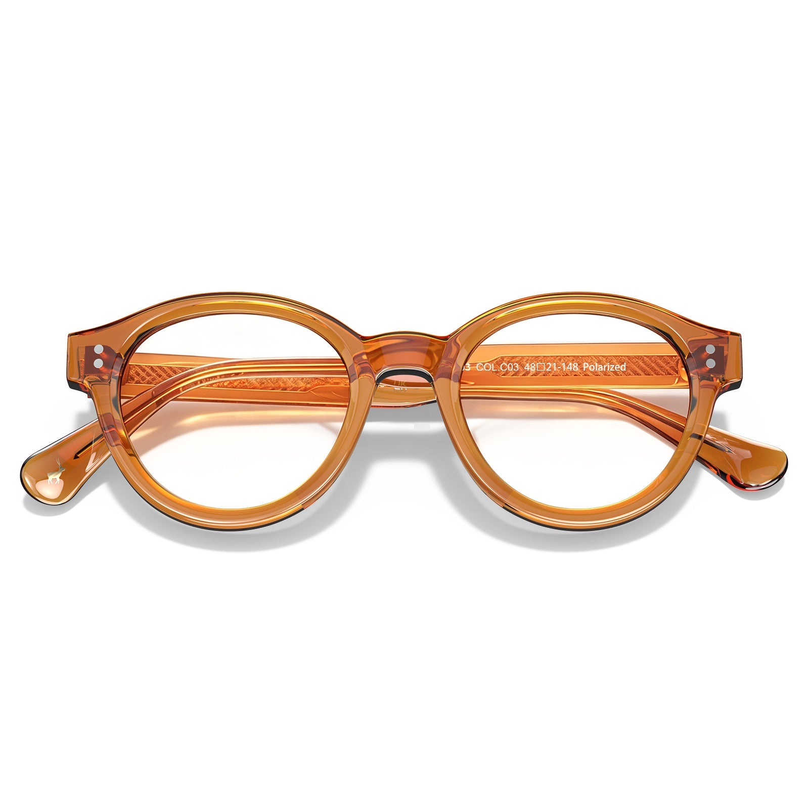 Carfia Primrose CA5403-FC03 Orange Acetate Round Prescription Glasses Eyeglasses for Unisex, Folded View
