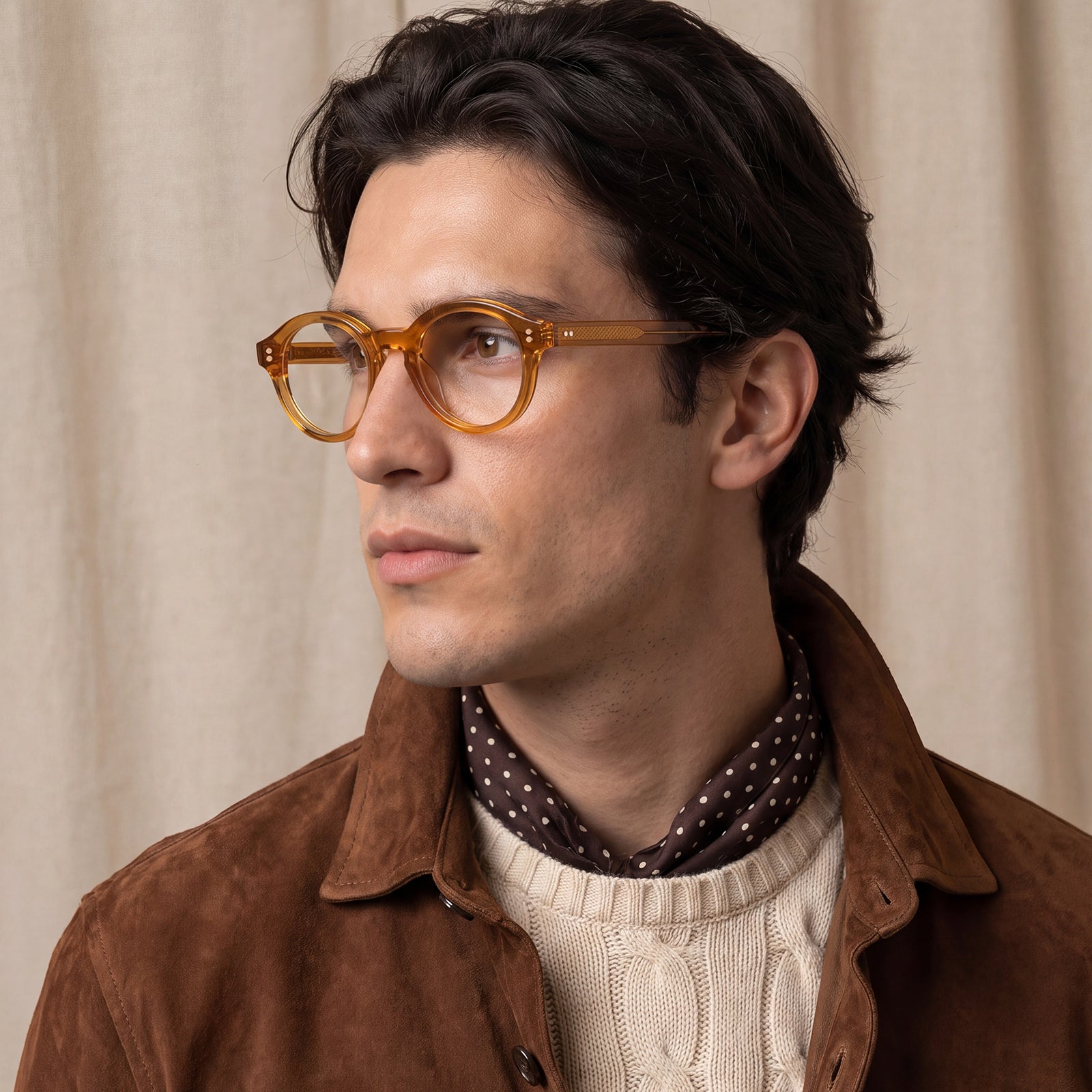 Carfia Primrose CA5403-FC03 Orange Acetate Round Prescription Glasses Eyeglasses for Unisex, Lifestyle View
