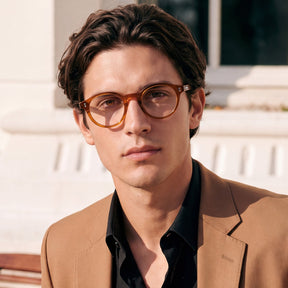 Carfia Primrose CA5403-FC03 Orange Acetate Round Prescription Glasses Eyeglasses for Unisex, Portrait View