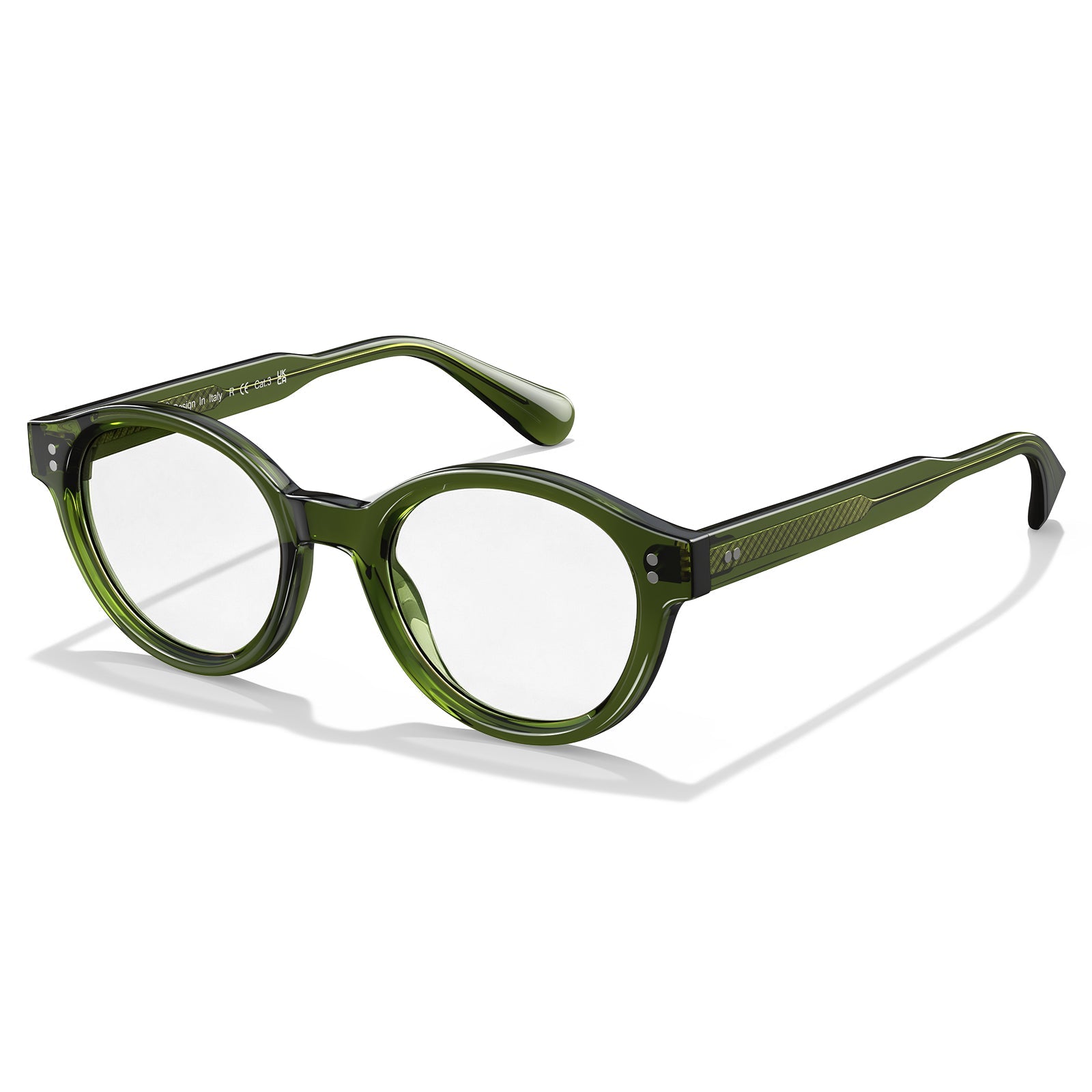 Carfia Primrose CA5403-FC06 Green Acetate Round Prescription Glasses Eyeglasses for Unisex, Flatlay View