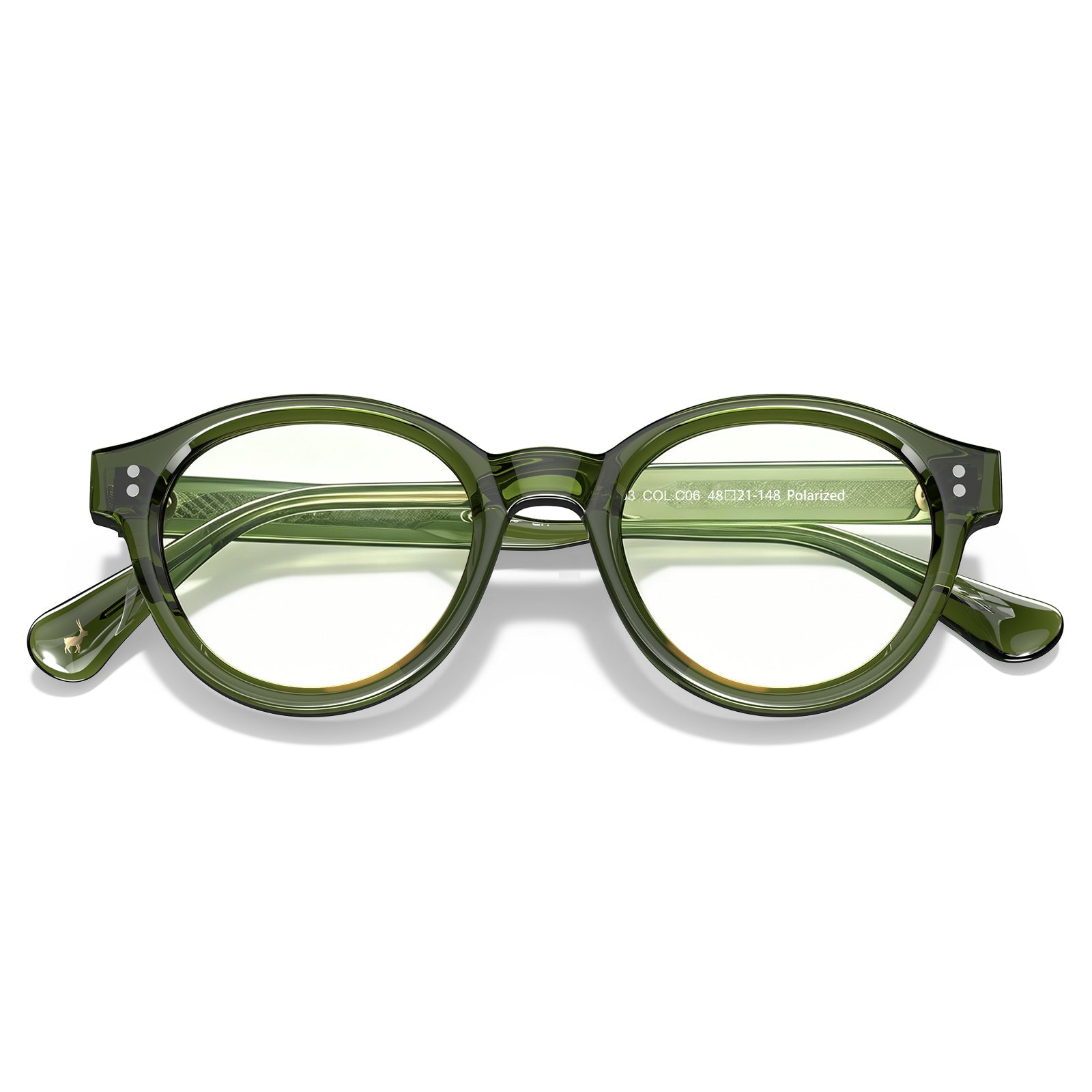Carfia Primrose CA5403-FC06 Green Acetate Round Prescription Glasses Eyeglasses for Unisex, Folded View