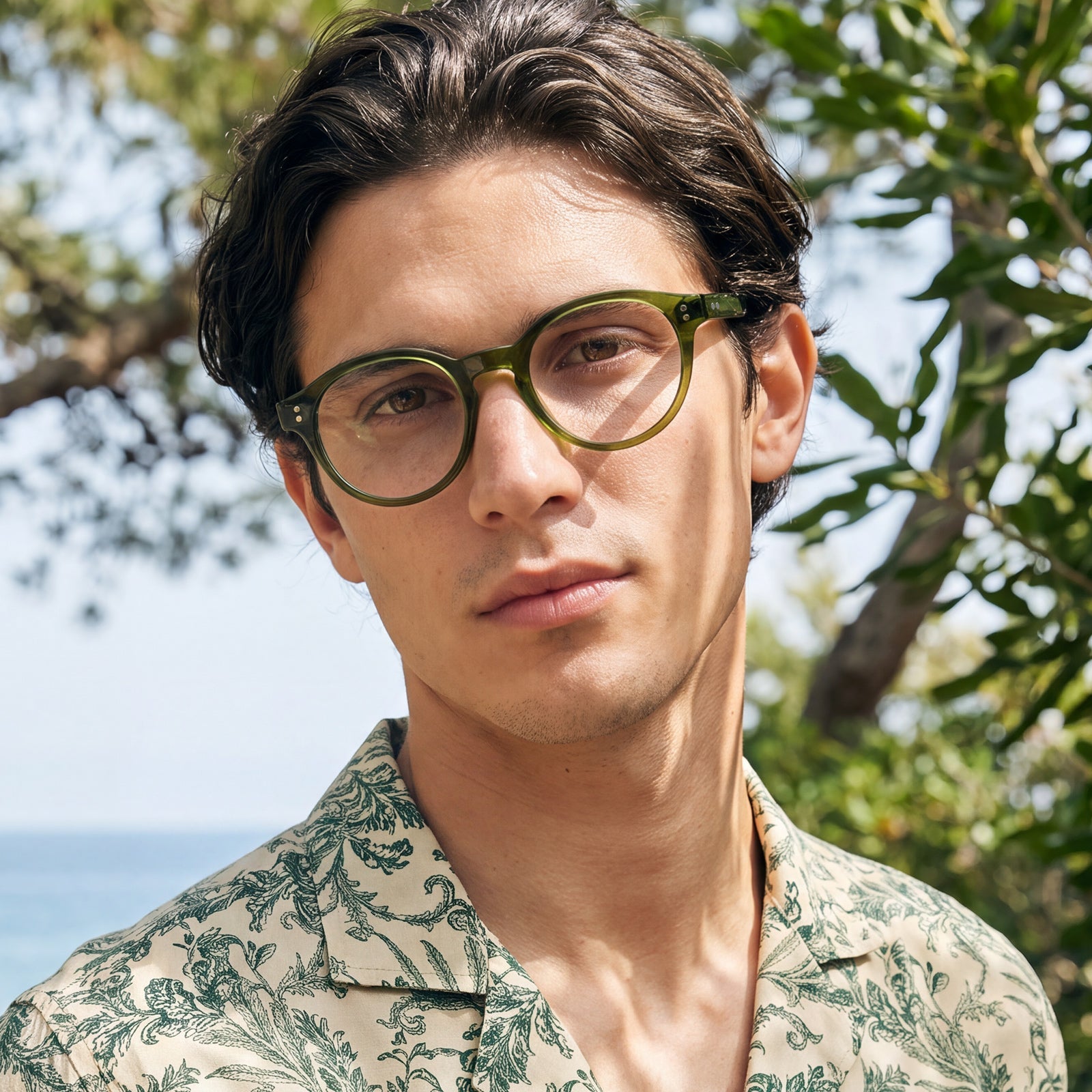 Carfia Primrose CA5403-FC06 Green Acetate Round Prescription Glasses Eyeglasses for Unisex, Lifestyle View