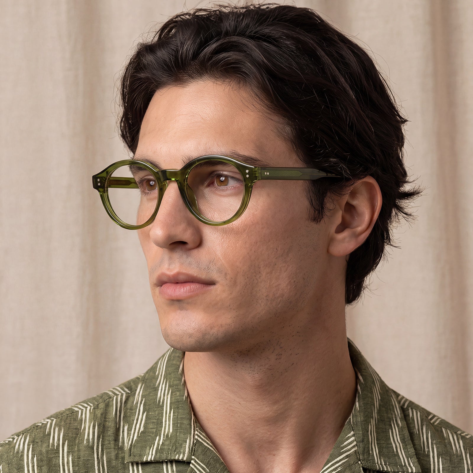 Carfia Primrose CA5403-FC06 Green Acetate Round Prescription Glasses Eyeglasses for Unisex, Portrait View