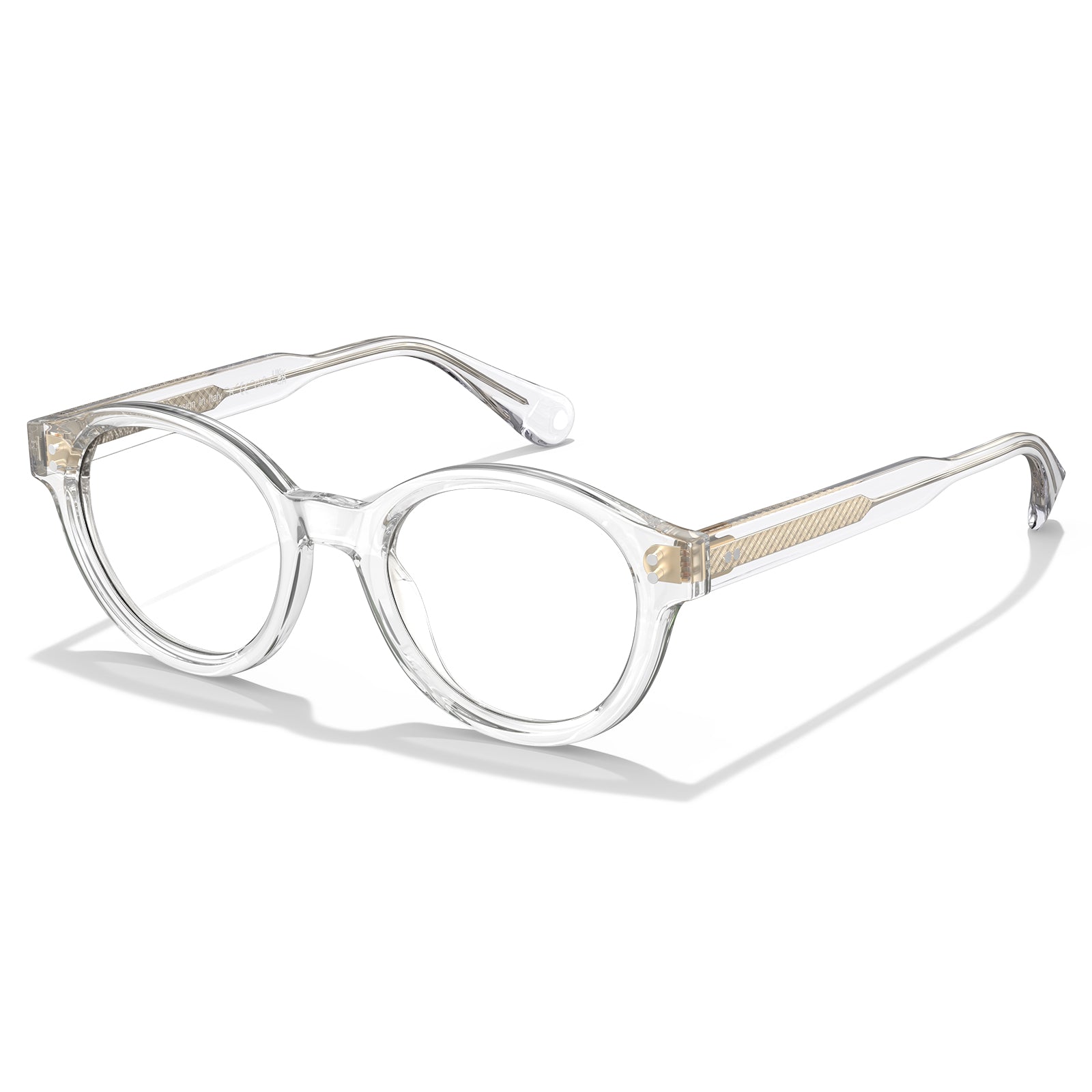 Carfia Primrose CA5403-FC10 Clear Acetate Round Prescription Glasses Eyeglasses for Unisex, Flatlay View