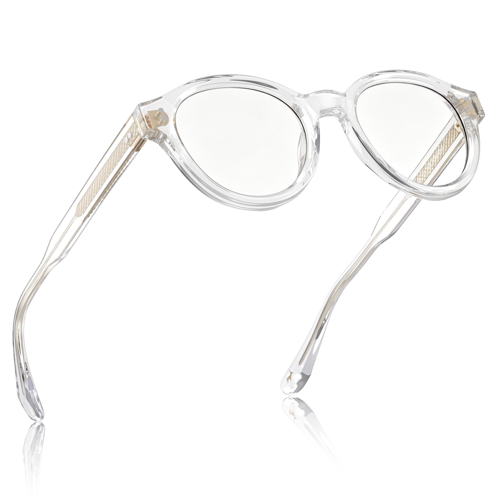 Carfia Primrose CA5403-FC10 Clear Acetate Round Prescription Glasses Eyeglasses for Unisex, Folded View