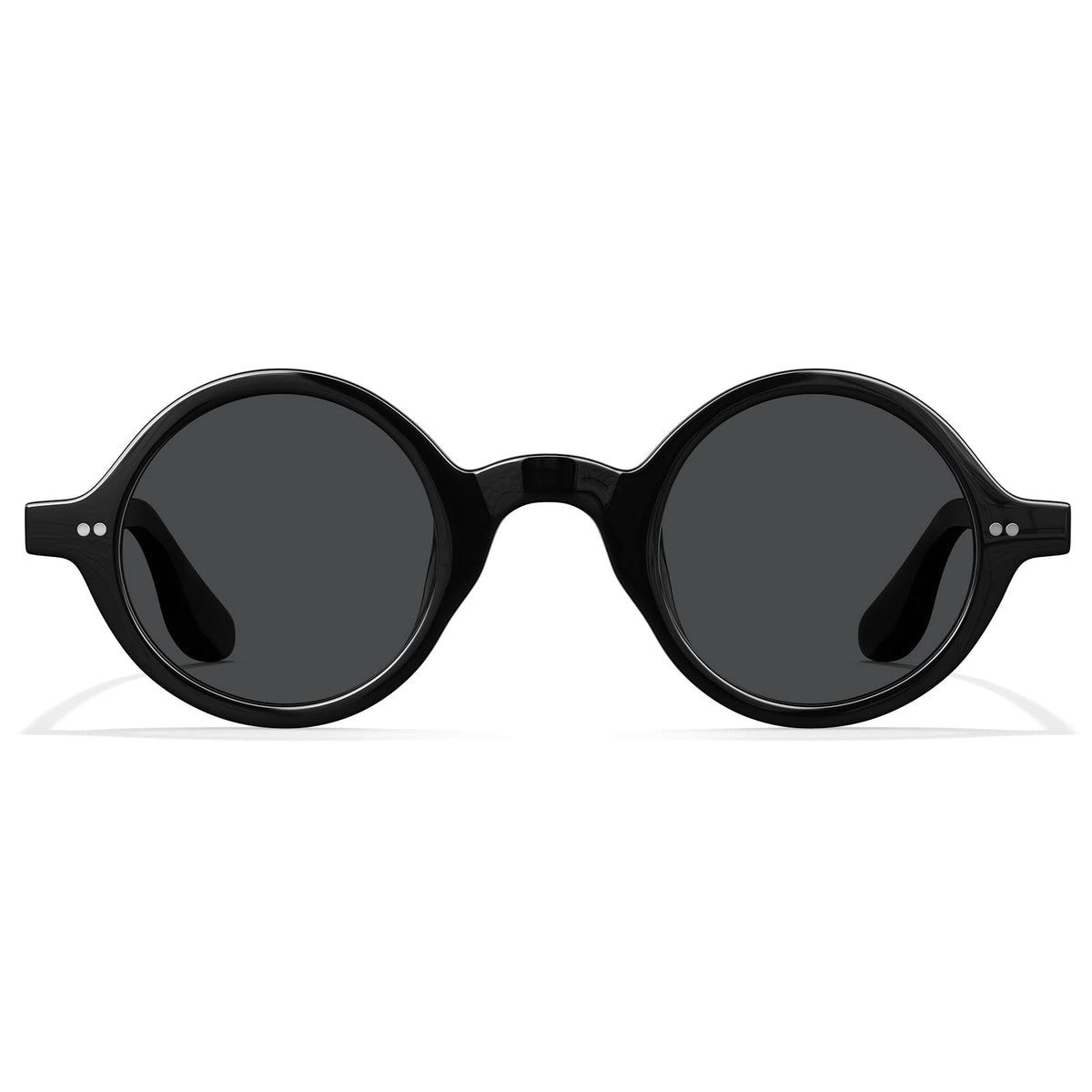Carfia Retro CA2501-C01 Black Acetate Round Polarized Sunglasses for Men, Front View