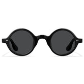 Carfia Retro CA2501-C01 Black Acetate Round Polarized Sunglasses for Men, Front View