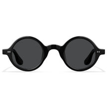 Carfia Retro CA2501-C01 Black Acetate Round Polarized Sunglasses for Men, Front View