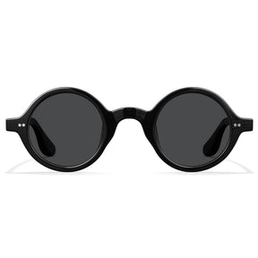 Carfia Retro CA2501-C01 Black Acetate Round Polarized Sunglasses for Men, Front View