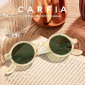 Carfia Retro CA2501-C05 Black Acetate Round Polarized Sunglasses for Men, Lifestyle View