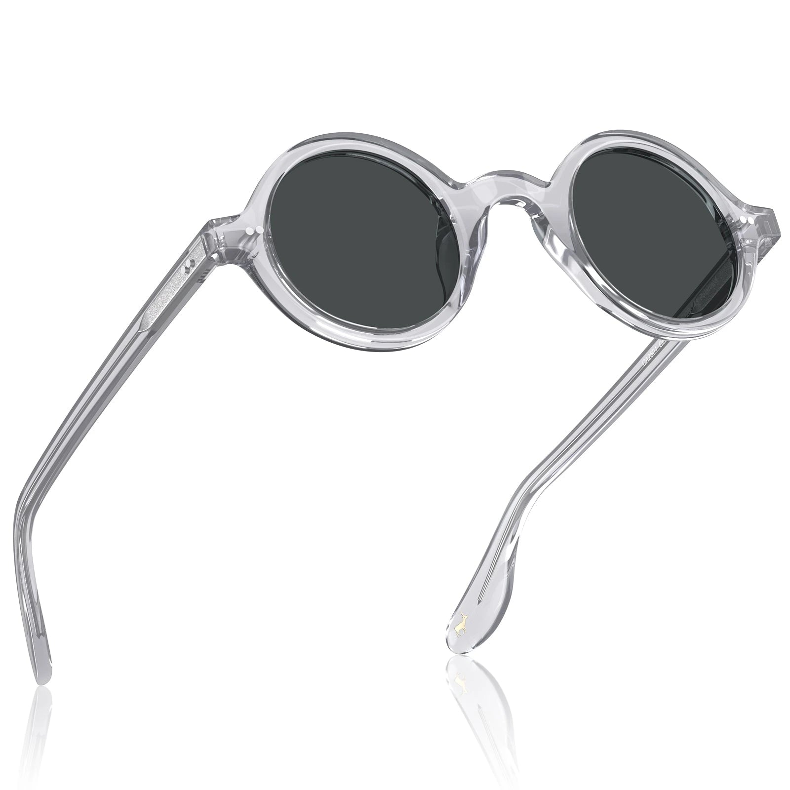 Carfia Retro CA2501-C06 Black Acetate Round Polarized Sunglasses for Men, Features View