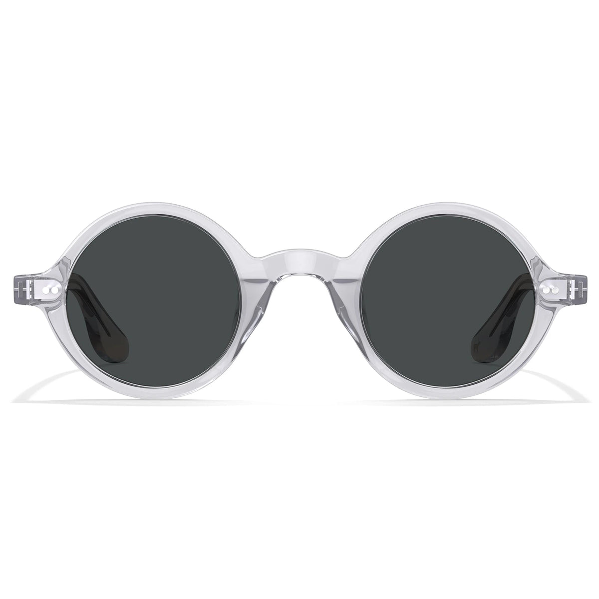 Carfia Retro CA2501-C06 Black Acetate Round Polarized Sunglasses for Men, Front View