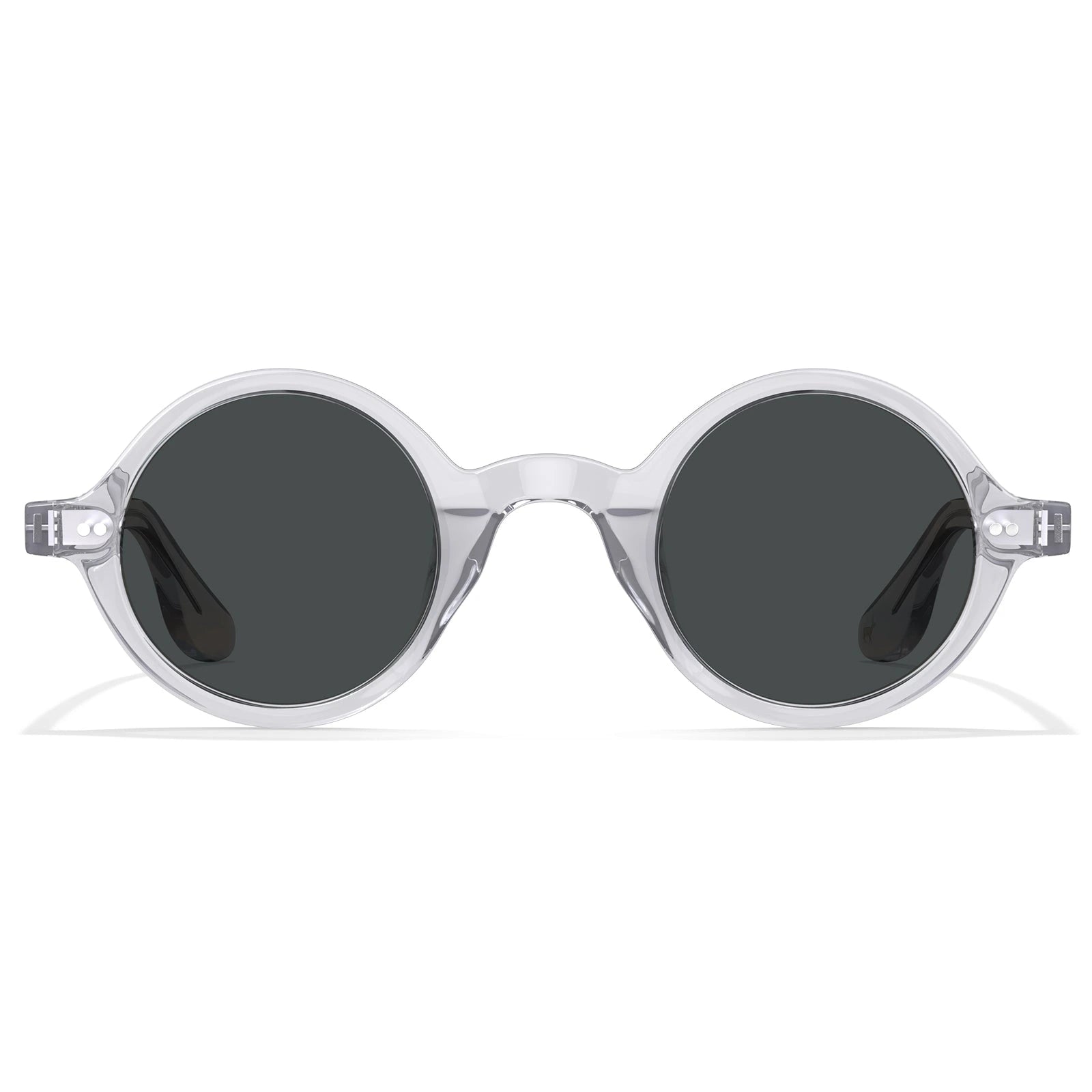 Carfia Retro CA2501-C06 Black Acetate Round Polarized Sunglasses for Men, Front View