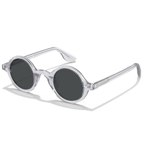 Carfia Retro CA2501-C06 Black Acetate Round Polarized Sunglasses for Men, Three-Quarter View