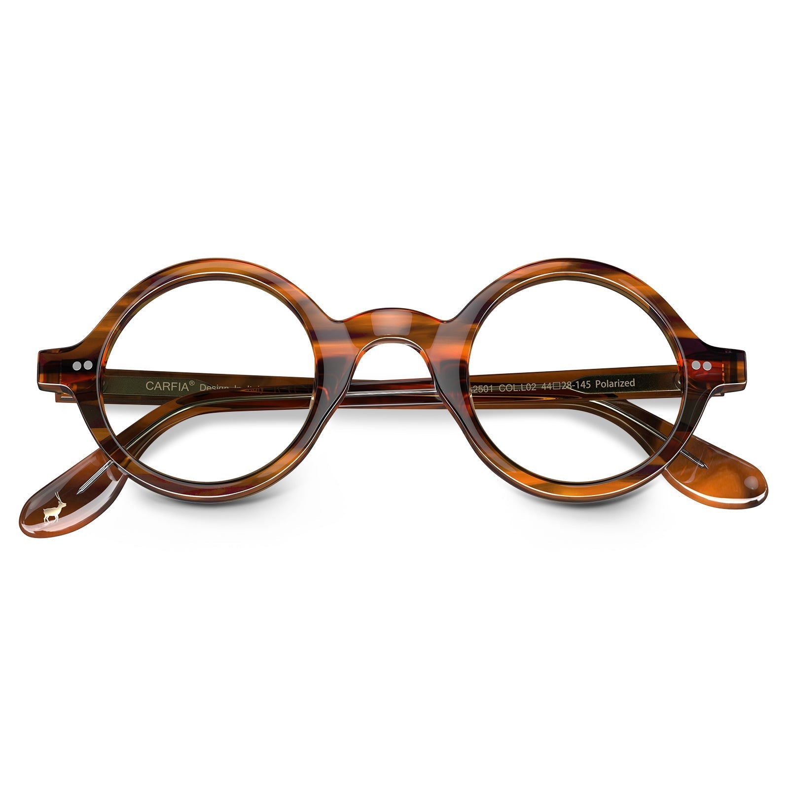 Carfia Retroz CA2501-FC02 Brown Acetate Round Prescription Glasses Eyeglasses for Unisex, Detail View