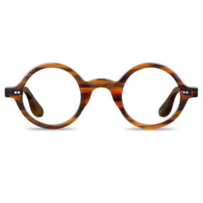Carfia Retroz CA2501-FC02 Brown Acetate Round Prescription Glasses Eyeglasses for Unisex, Front View