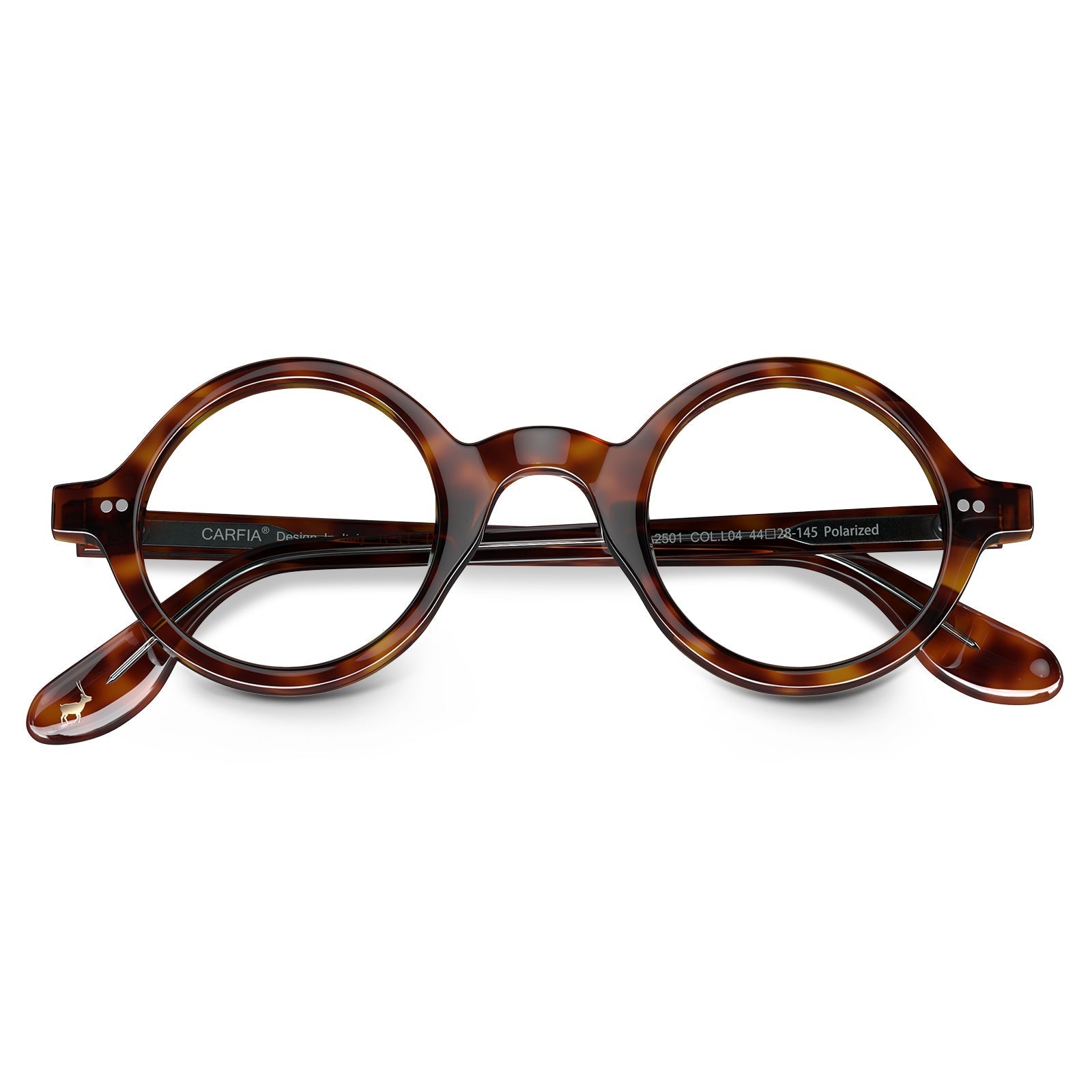 Carfia Retroz CA2501-FC04 Tortoise Acetate Round Prescription Glasses Eyeglasses for Unisex, Detail View
