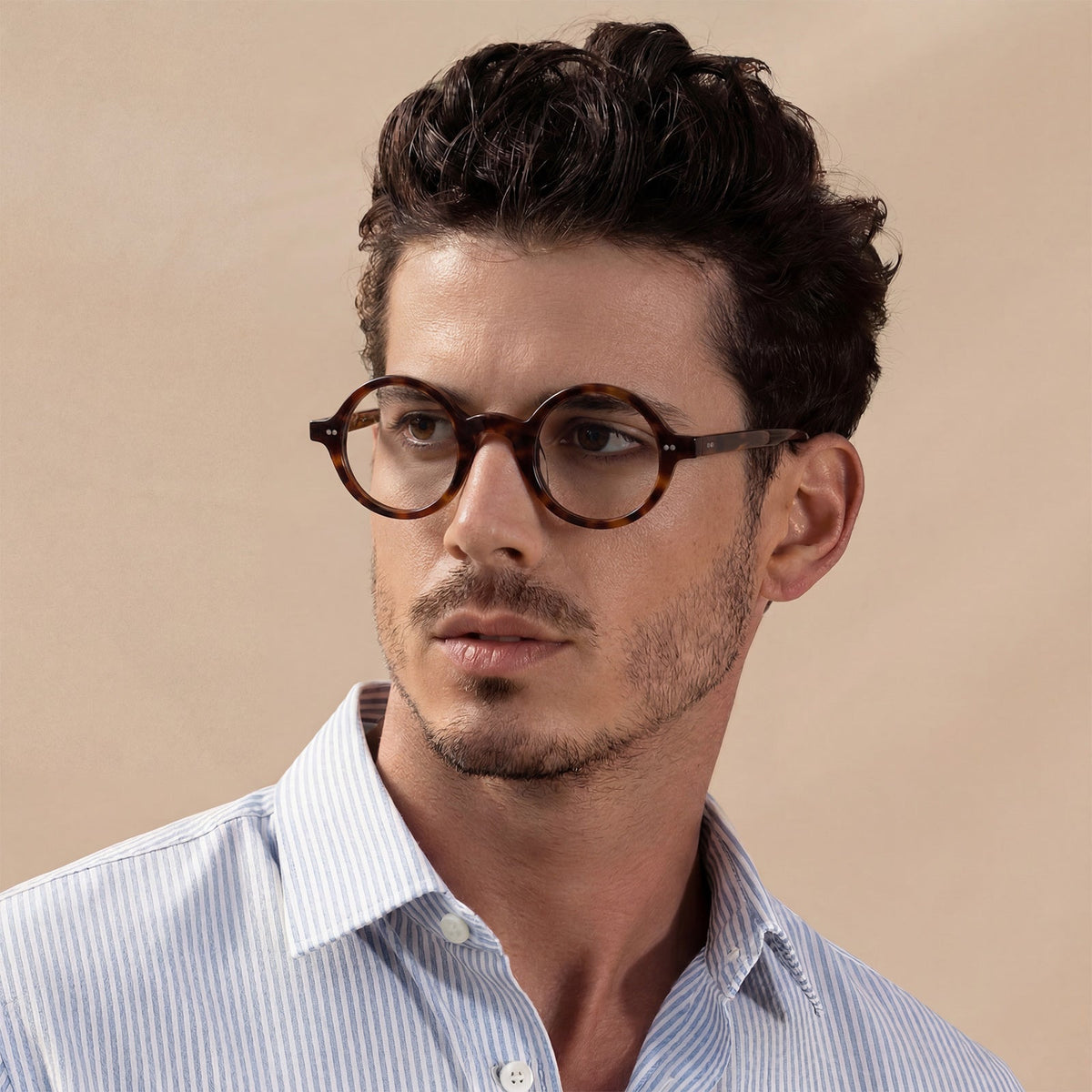 Carfia Retroz CA2501-FC04 Tortoise Acetate Round Prescription Glasses Eyeglasses for Unisex, Lifestyle View