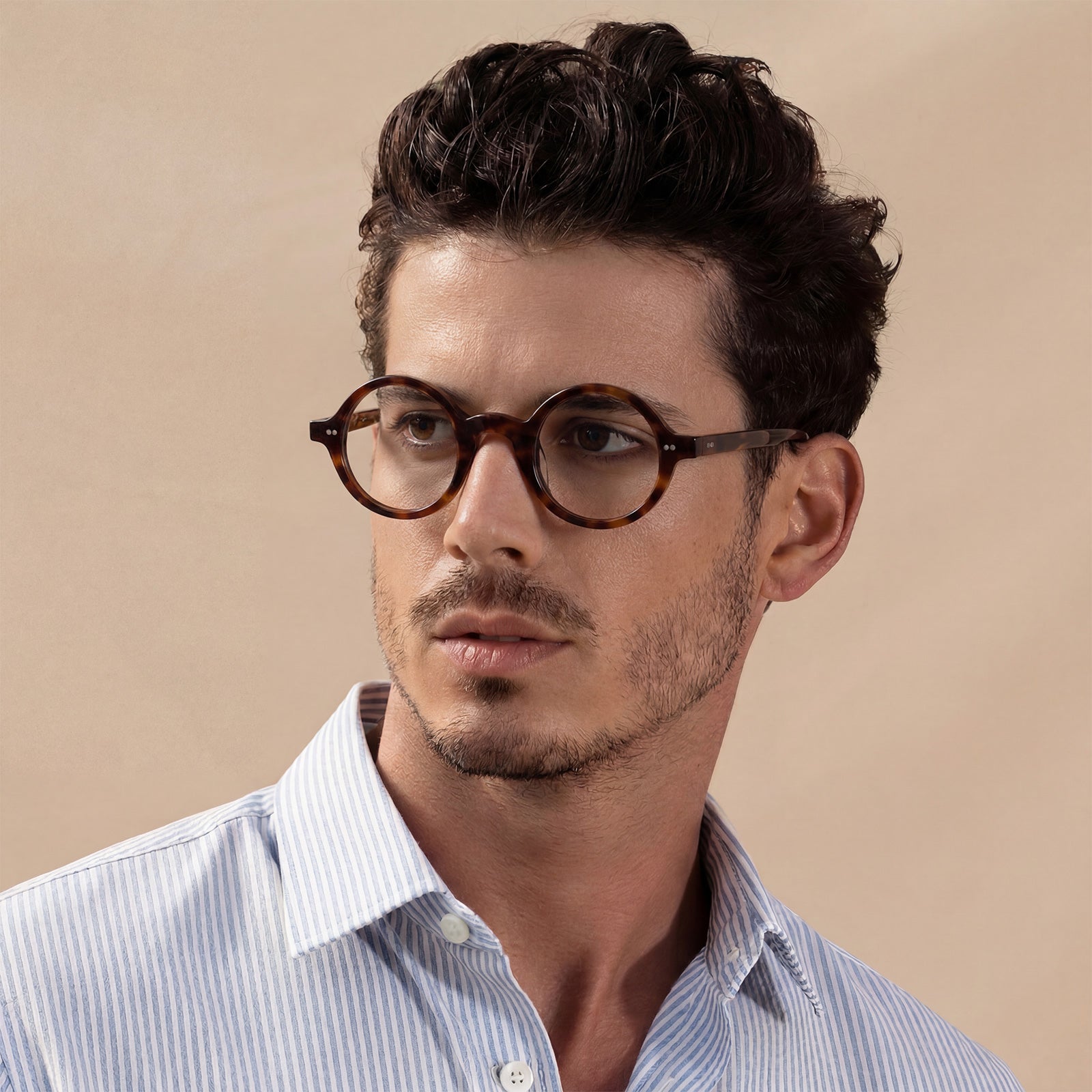 Carfia Retroz CA2501-FC04 Tortoise Acetate Round Prescription Glasses Eyeglasses for Unisex, Lifestyle View