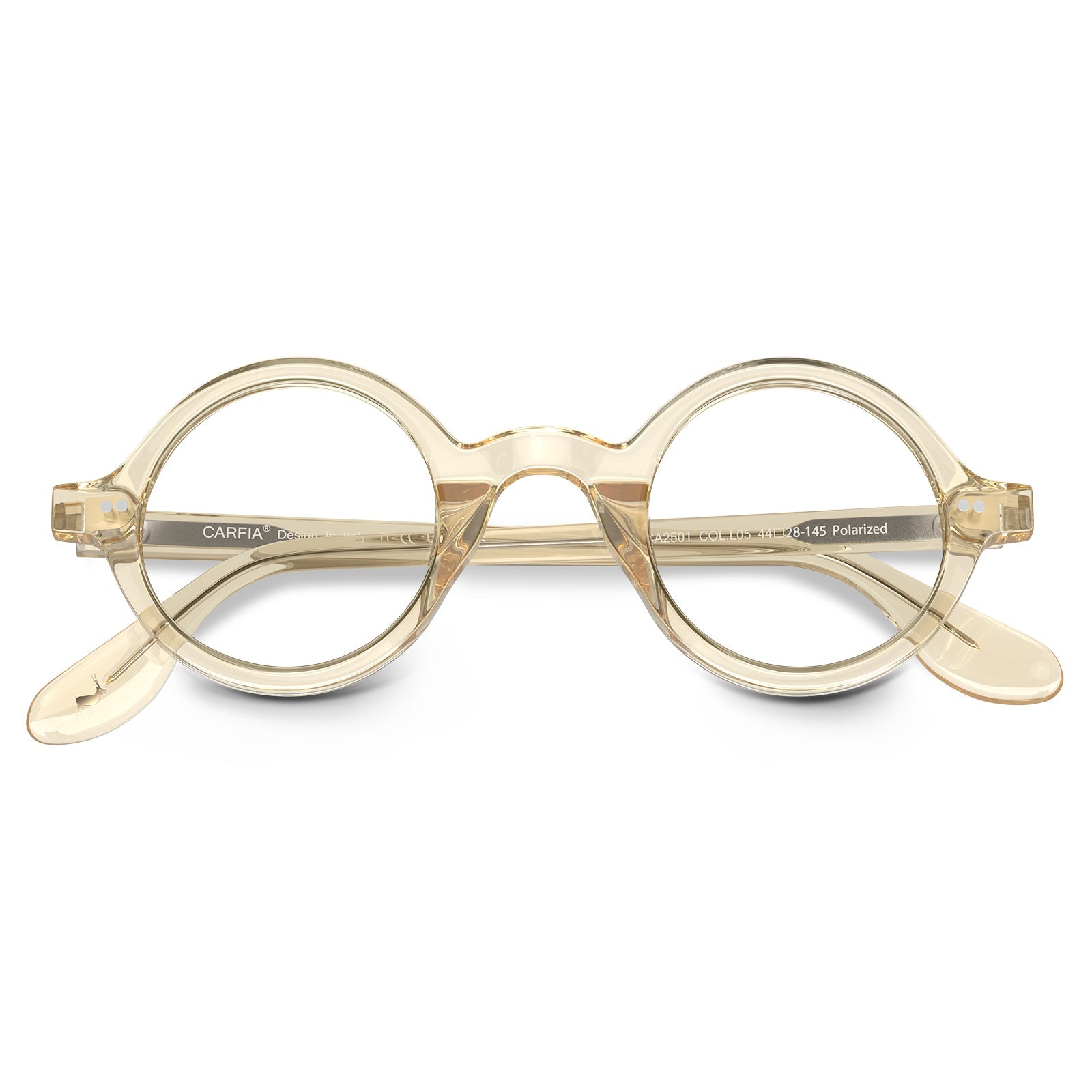 Carfia Retroz CA2501FC05 Gold Acetate Round Prescription Glasses Eyeglasses for Unisex, Detail View