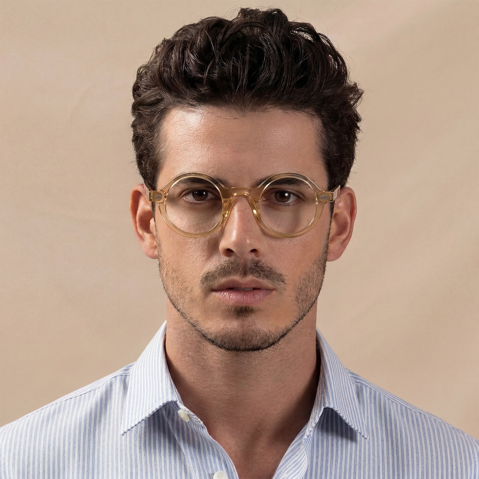 Carfia Retroz CA2501FC05 Gold Acetate Round Prescription Glasses Eyeglasses for Unisex, Lifestyle View