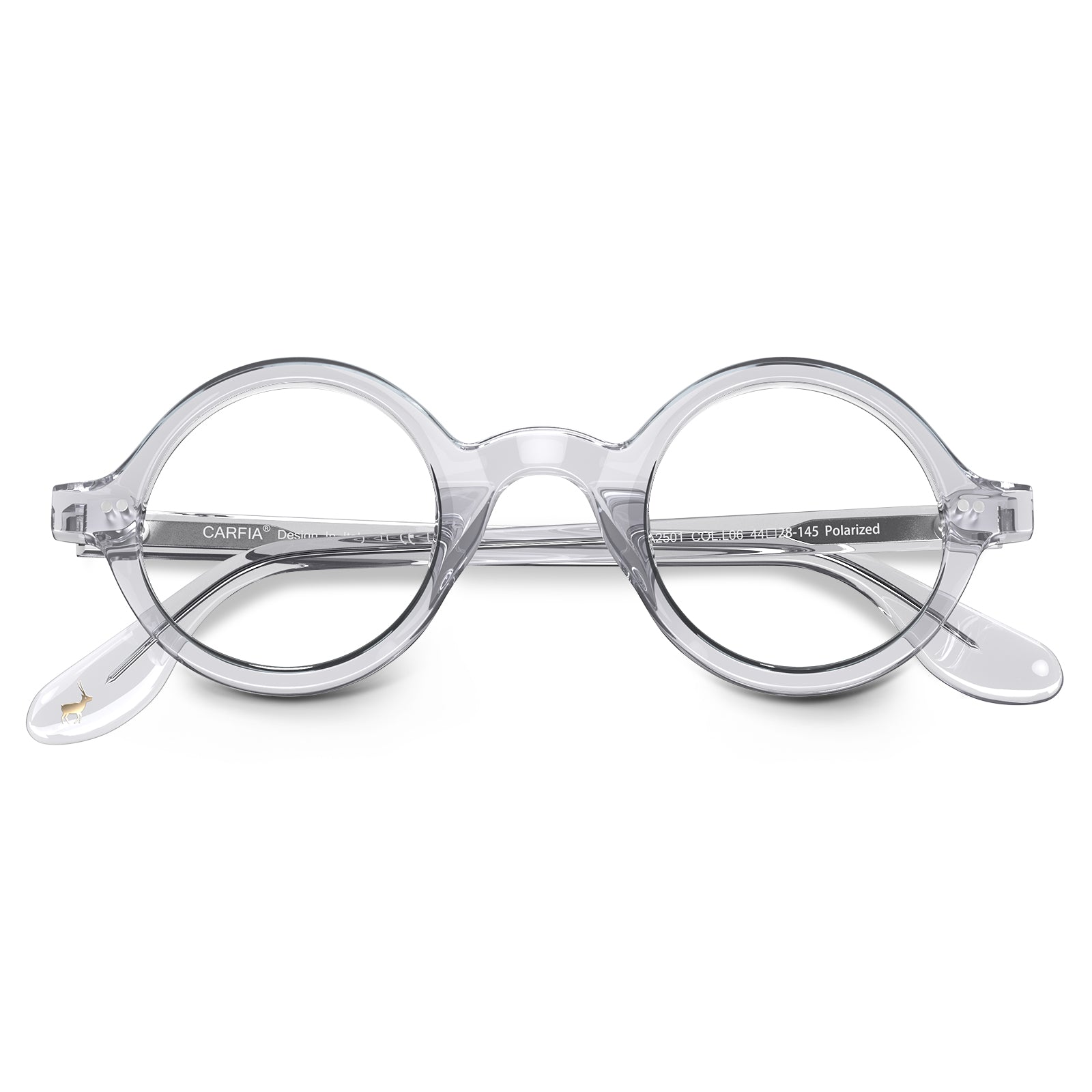 Carfia Retroz CA2501-FC06 Clear Acetate Round Prescription Glasses Eyeglasses for Unisex, Detail View