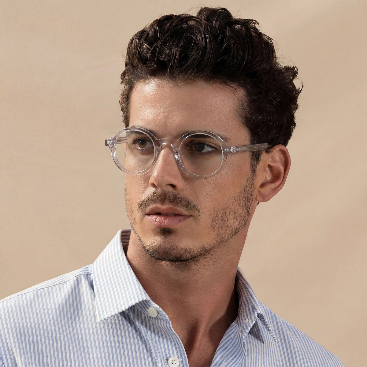 Carfia Retroz CA2501-FC06 Clear Acetate Round Prescription Glasses Eyeglasses for Unisex, Lifestyle View