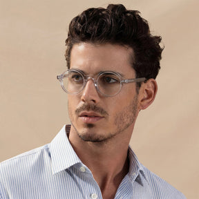 Carfia Retroz CA2501-FC06 Clear Acetate Round Prescription Glasses Eyeglasses for Unisex, Lifestyle View