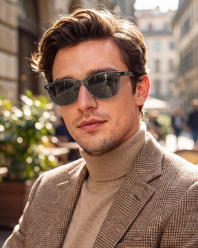 Carfia Sedona CA5356-C06 Grey Acetate Square Polarized Sunglasses for Men, Portrait View