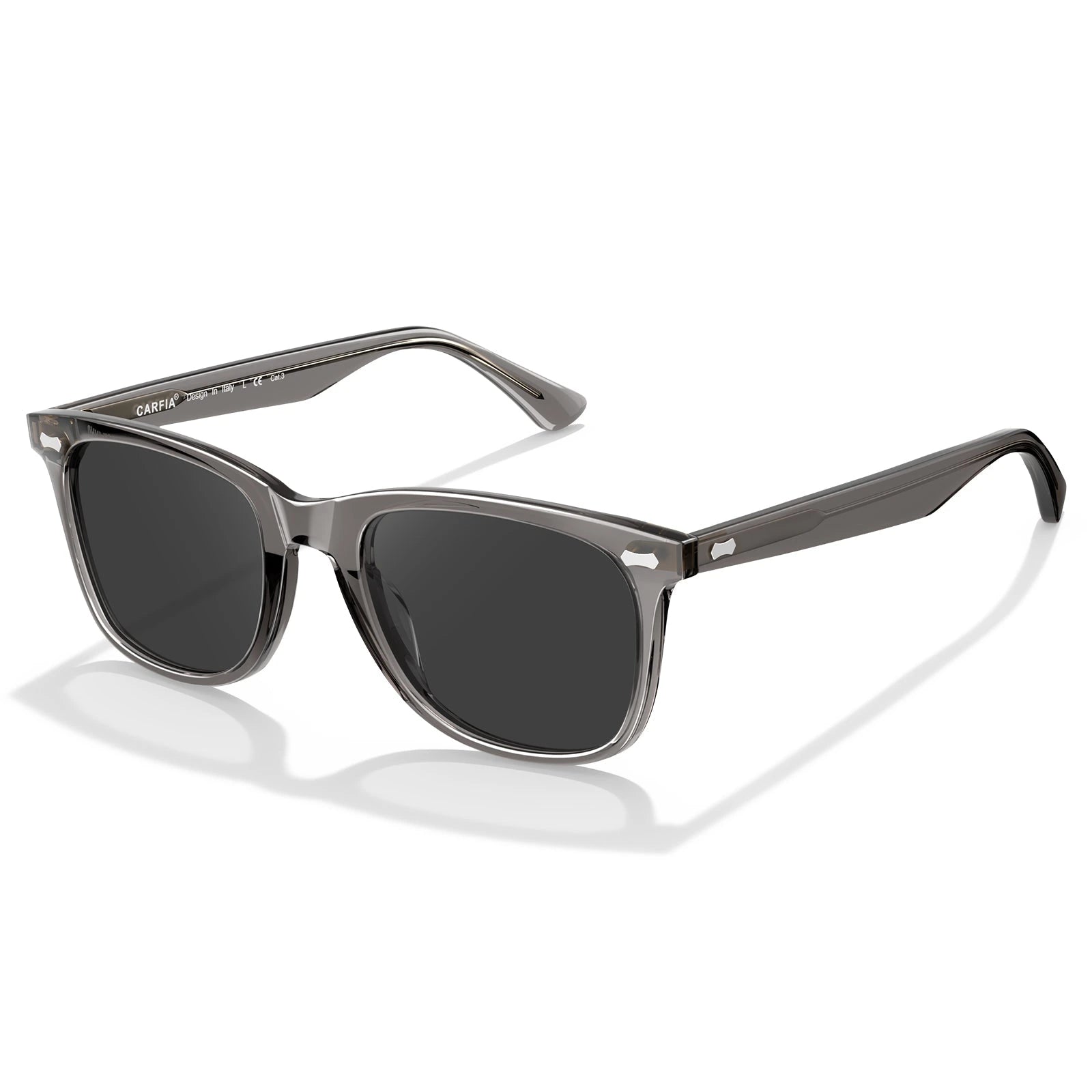 Carfia Sedona CA5356-C06 Grey Acetate Square Polarized Sunglasses for Men, Three-Quarter View