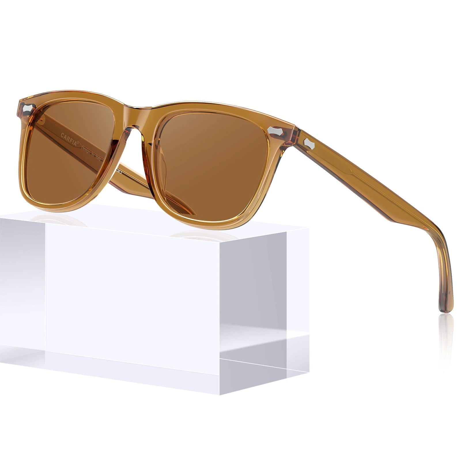 Carfia Sedona CA5356-C25 Brown Acetate Square Polarized Sunglasses for Men, Scene View