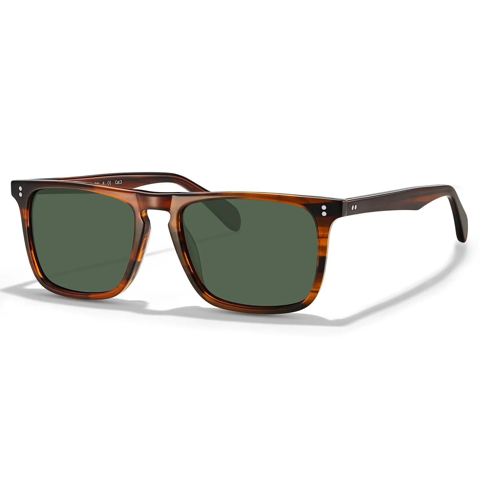Carfia Shelton-C02 Brown Acetate Square Polarized Sunglasses for Men, Detail View