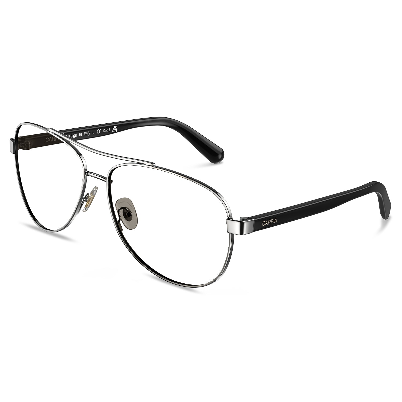 carfia-silver-aviator-prescription-eyeglasses-black-shell-temples-metal-frame-optical-glasses-angle