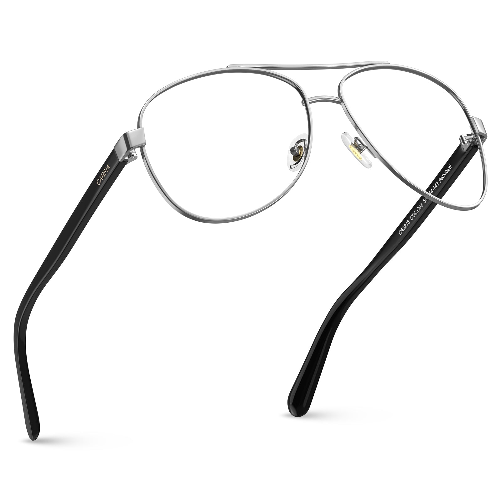 carfia-silver-aviator-prescription-eyeglasses-black-shell-temples-metal-frame-optical-glasses-fly