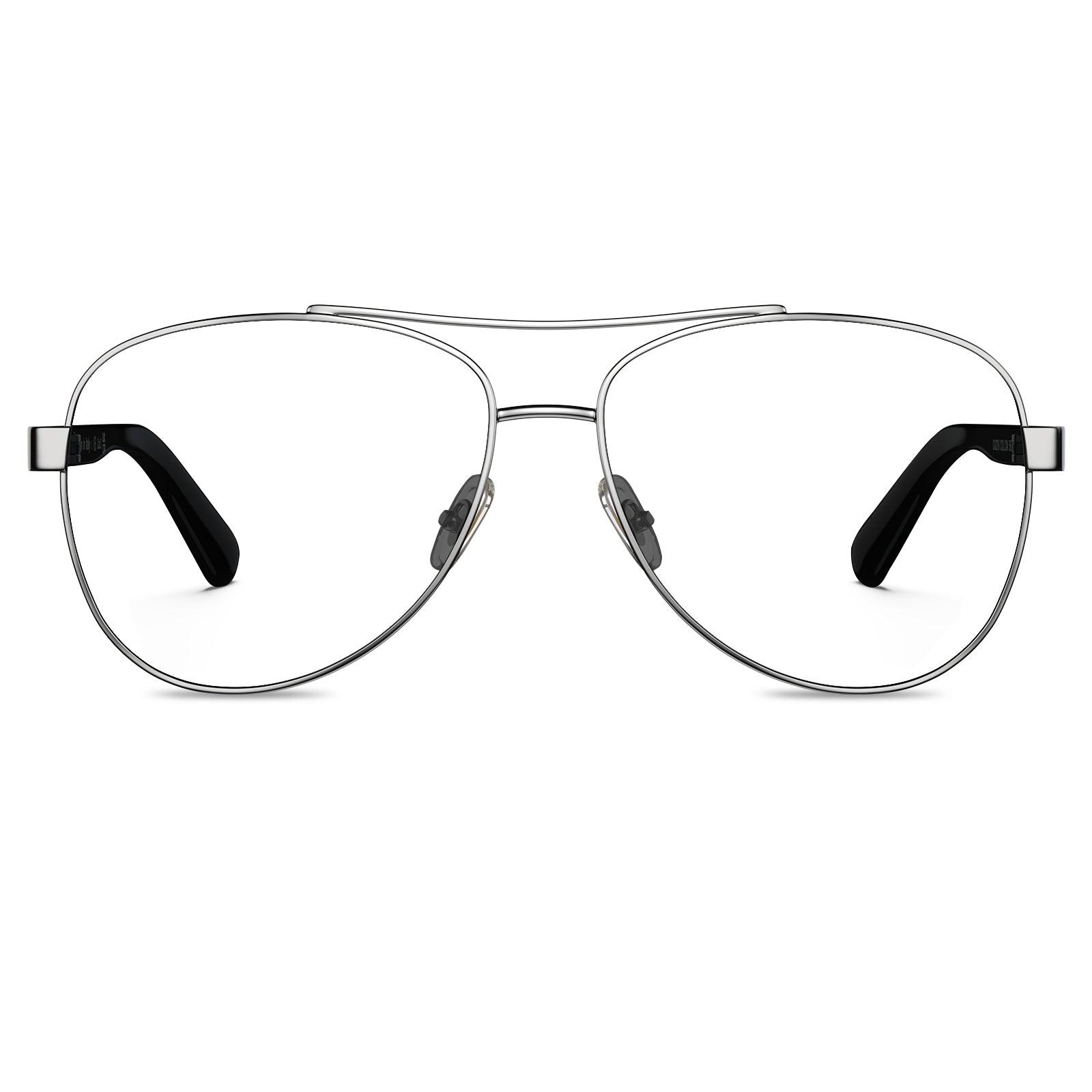 carfia-silver-aviator-prescription-eyeglasses-black-shell-temples-metal-frame-optical-glasses-front