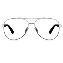 carfia-silver-aviator-prescription-eyeglasses-black-shell-temples-metal-frame-optical-glasses-front