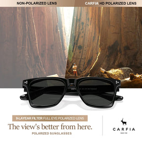 Carfia Simba CA31109-C01 Black Acetate Square Polarized Sunglasses for Men, Features View