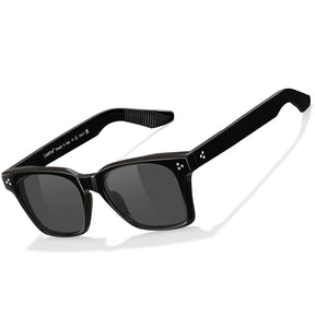 Carfia Simba CA31109-C01 Black Acetate Square Polarized Sunglasses for Men, Three-Quarter View
