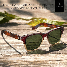 Carfia Simba CA31109-C02 Wine Red Champagne Acetate Square Polarized Sunglasses for Men, Lifestyle View