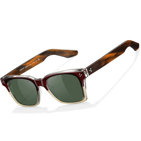 Carfia Simba CA31109-C02 Wine Red Champagne Acetate Square Polarized Sunglasses for Men, Three-Quarter View