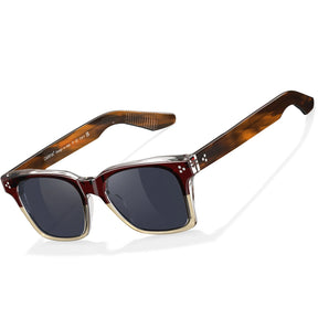 Carfia Simba CA31109-C03 Wine Red Champagne Acetate Square Polarized Sunglasses for Men, Three-Quarter View