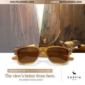 Carfia Simba CA31109-C05 Amber Acetate Square Polarized Sunglasses for Men, Features View