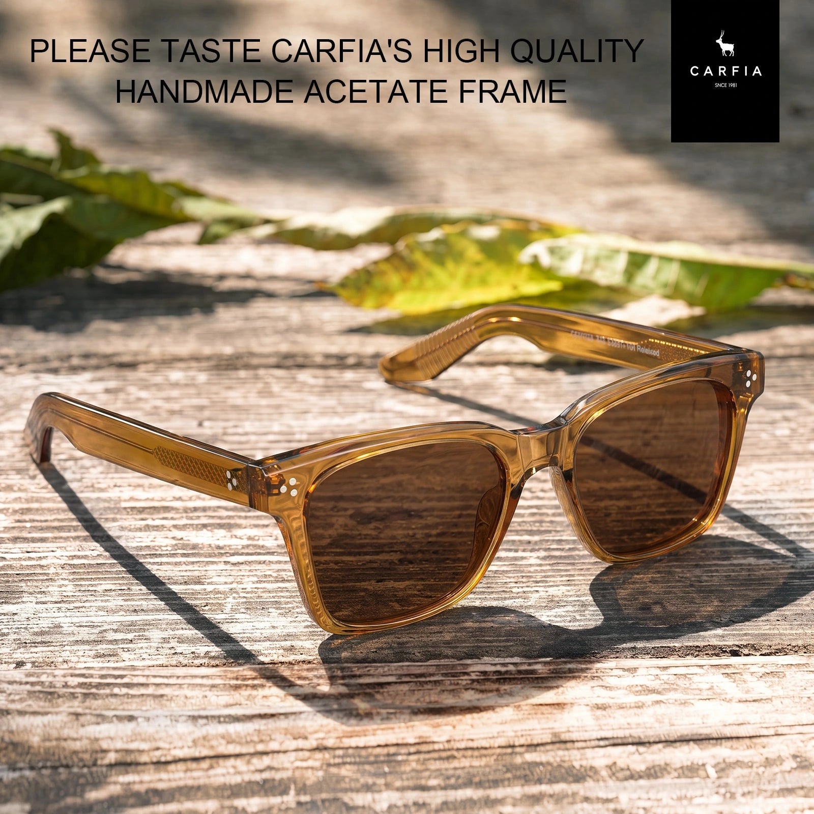 Carfia Simba CA31109-C05 Amber Acetate Square Polarized Sunglasses for Men, Lifestyle View